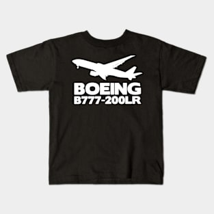 Boeing B777-200LR Silhouette Print (White) Kids T-Shirt